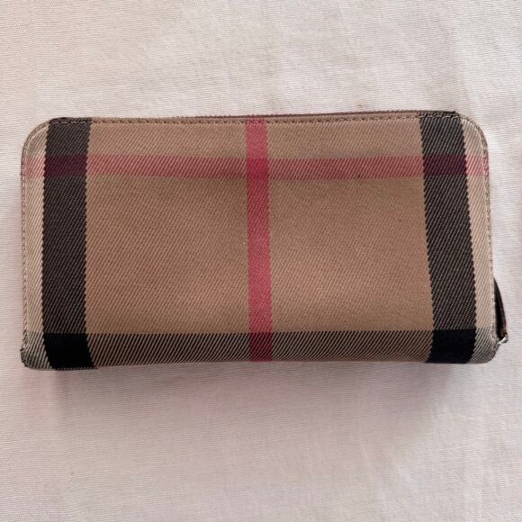Burberry House Check Elmore Zip Around Clutch Wallet Tan Brown - Picture 3 of 9